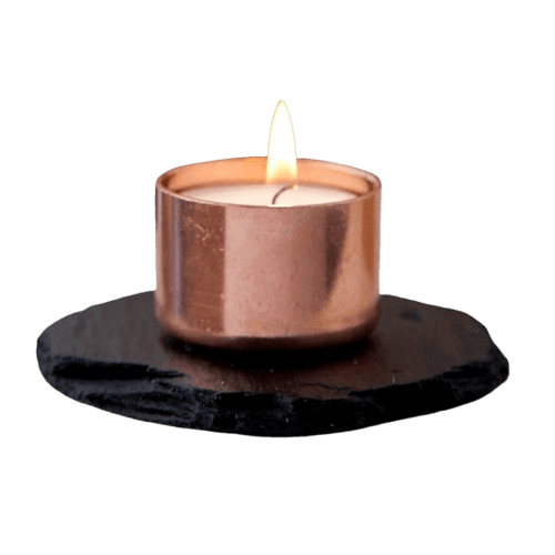 BRASS & MARBLE T-LIGHT HOLDER (BLACK & GOLD)